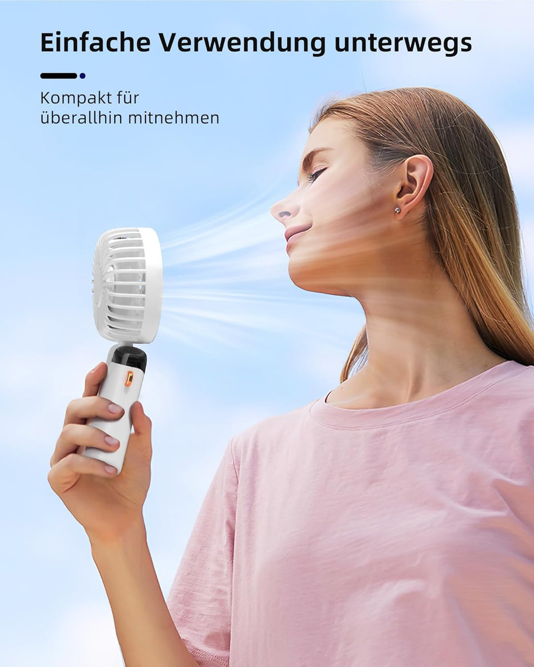 Koonie Handventilator, Tragbarer Mini Ventilator, USB Taschenventilator, 8 Stunden Batteriebetrieben