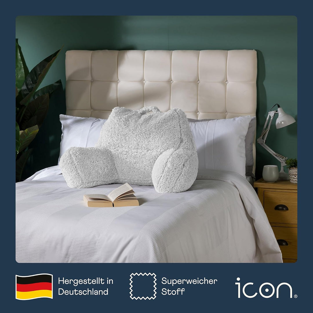 Icon Teddybär Rückenlehne Lesekissen, Creme, Lesekissen Flauschig mit Sitzsack Füllung, Rückenstütze