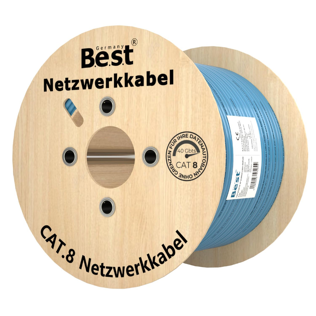 Germany B.e.s.t 250M CAT 8 Duplex Netzwerkkabel Verlegekabel Kupfer LAN Kabel Ethernetkabel S/FTP 40
