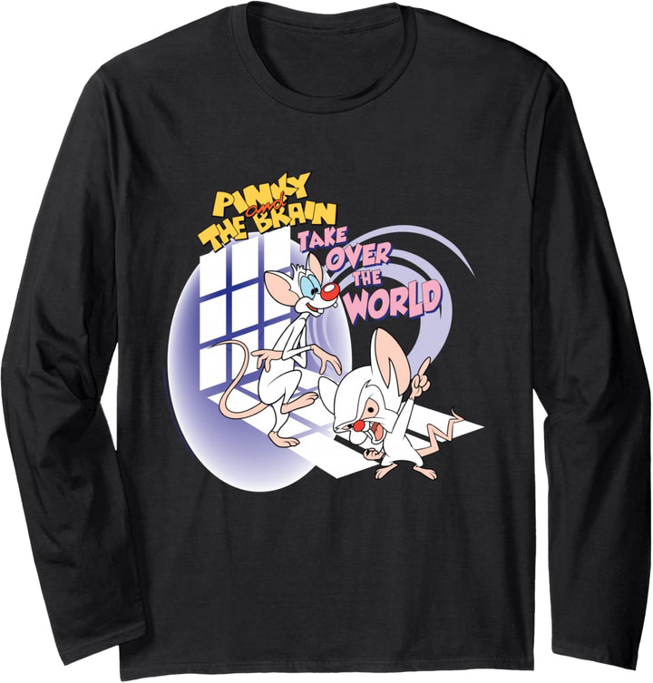 Animaniacs Pinky and the Brain Take Over the World Langarmshirt