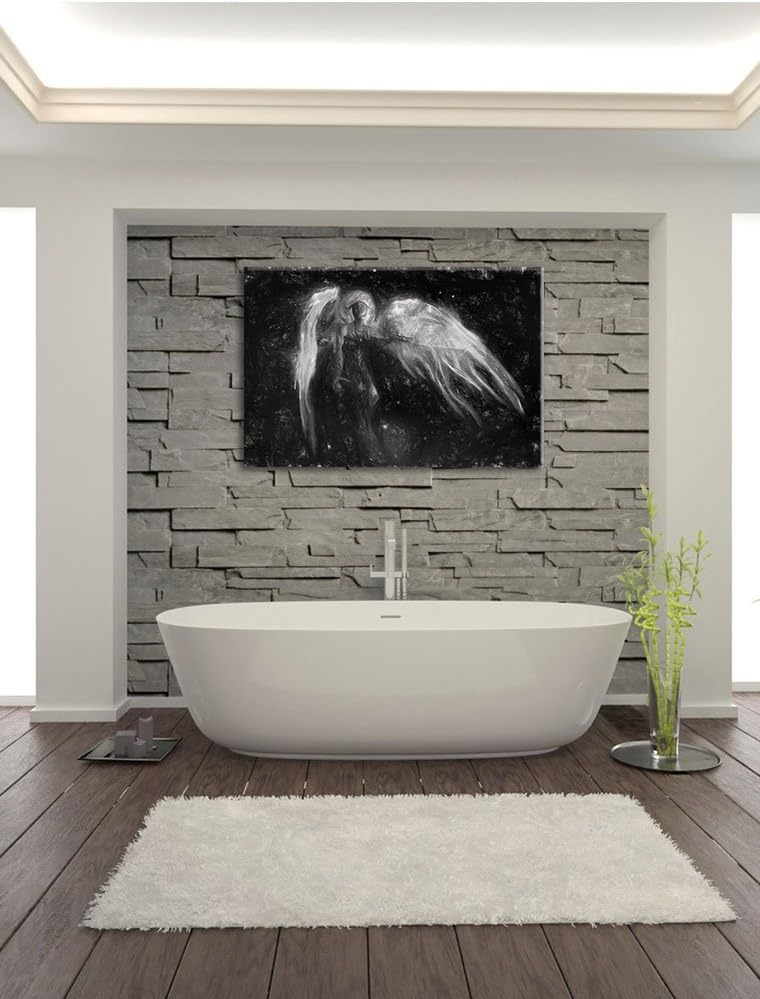 Pixxprint Alien Teufel im Weltraum Kunst Kohle Effekt, Format: 100x70 auf Leinwand, XXL riesige Bild