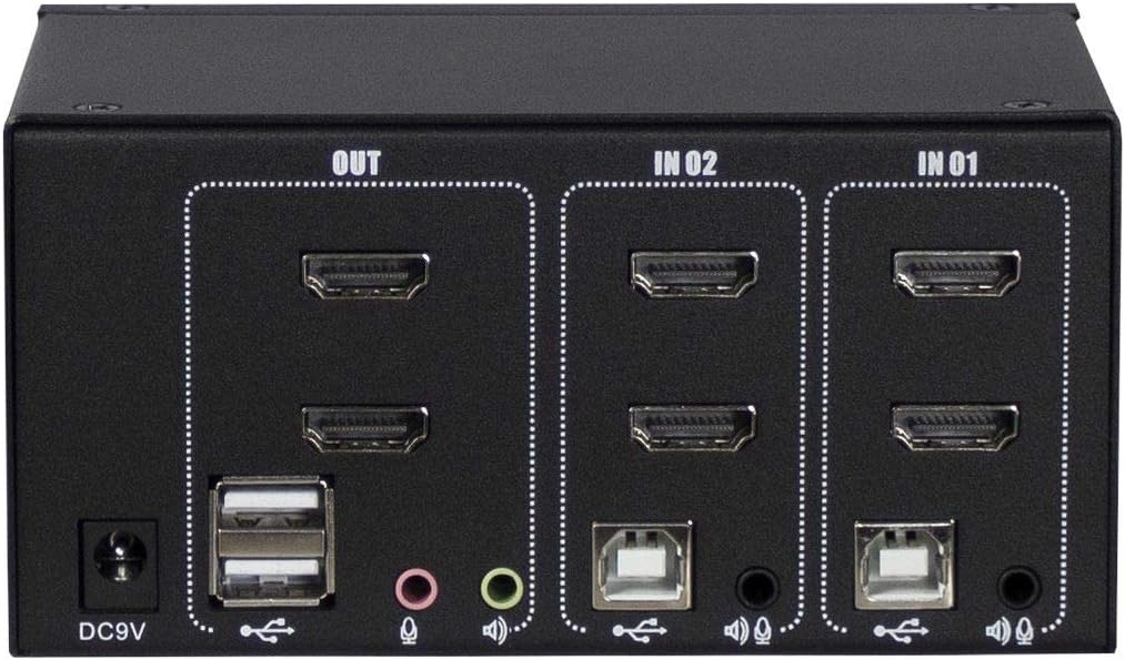 Inter-Tech KVM KVM-AS-22HA HDMI line in 4X HDMI 4X 3,5mm 3pol. Klinke 1 Power line Out 2X USB 2X 3,5