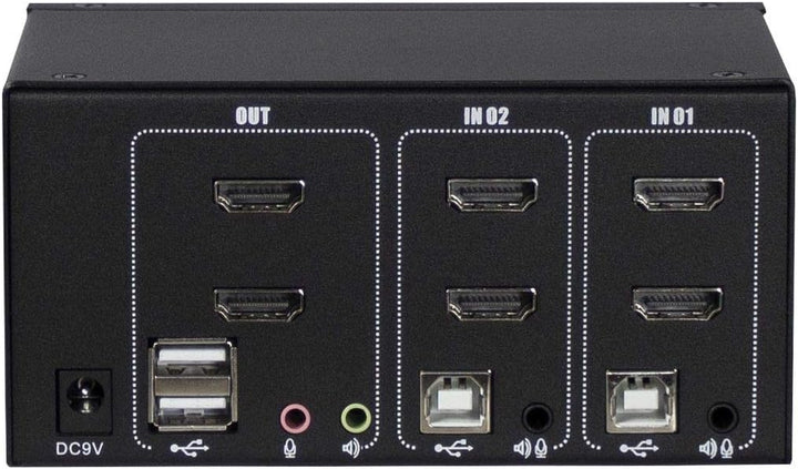Inter-Tech KVM KVM-AS-22HA HDMI line in 4X HDMI 4X 3,5mm 3pol. Klinke 1 Power line Out 2X USB 2X 3,5