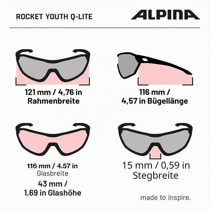 ALPINA ROCKET YOUTH Q-LITE - Verspiegelte, Kontrastverstärkende &amp; Beschlagfreie Sport- &amp; Fahrradbril