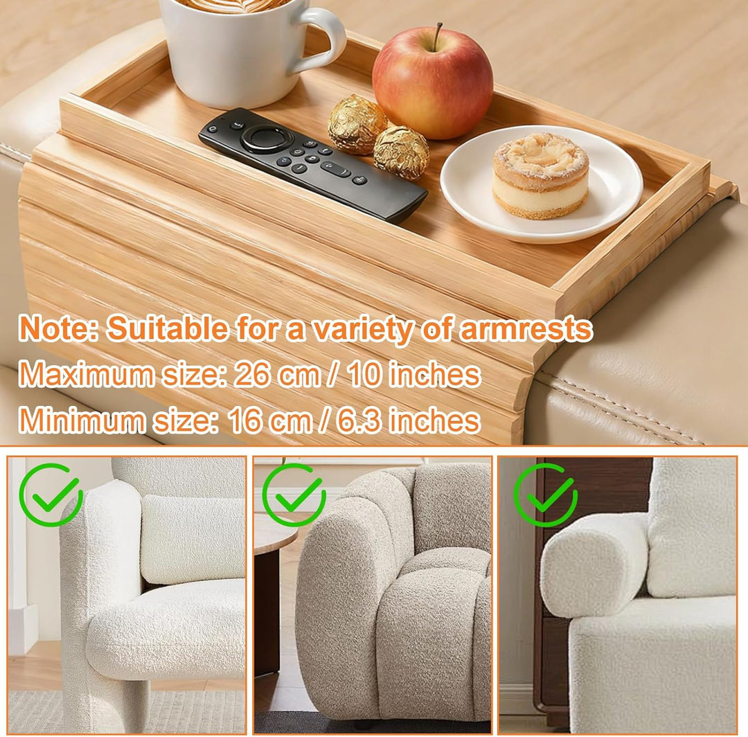 Natural Sofatablett Armlehne, Bambus Sofa Tablett Sofa Ablage, Faltbares Couch Tablett Armlehne, Rut