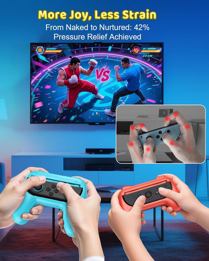 FYOUNG 2-Grössen Griffe Halterung für Nintendo Switch 2/1 & Switch OLED - Grosse und Kompakte Famili
