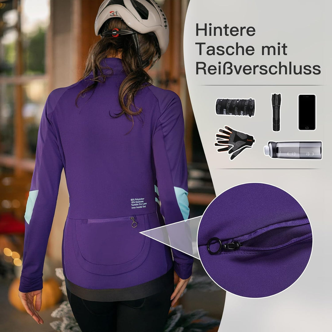 Santic Fahrradjacke Damen Winter Thermo Jacken Winddichte Laufjacke Leichte Atmungsaktiv Langarm Ref