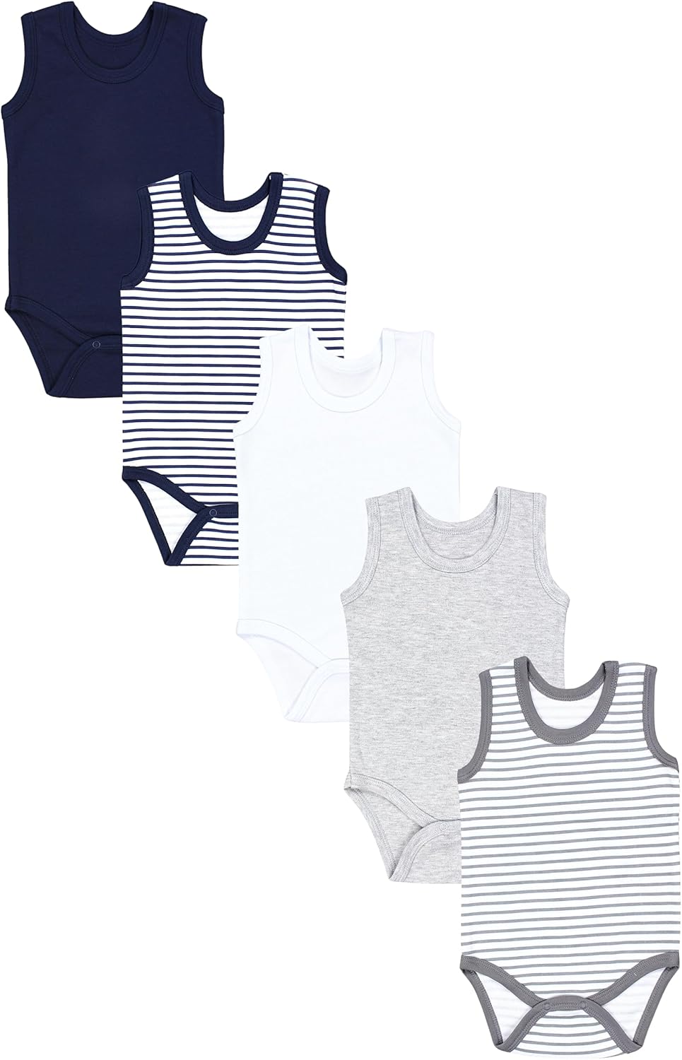 TupTam Baby Jungen Achselbody – Weicher Baby Body im 5er Pack aus Baumwolle, Body Baby Unifarben OEK
