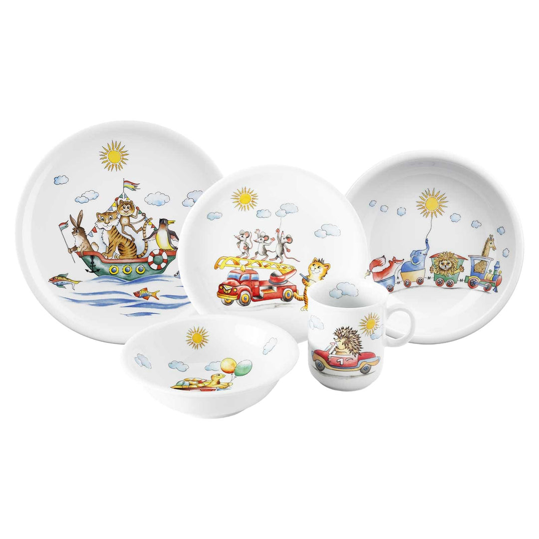 Seltmann Weiden Compact Kindergeschirrset 5-teilig, Teller-Set Schale und Becher für Kinder, Kinders