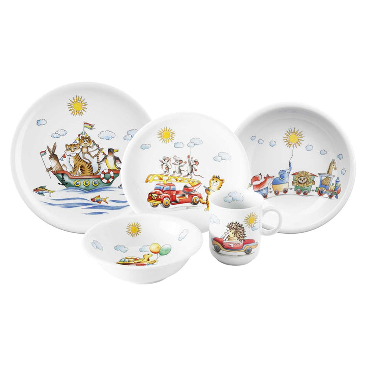 Seltmann Weiden Compact Kindergeschirrset 5-teilig, Teller-Set Schale und Becher für Kinder, Kinders