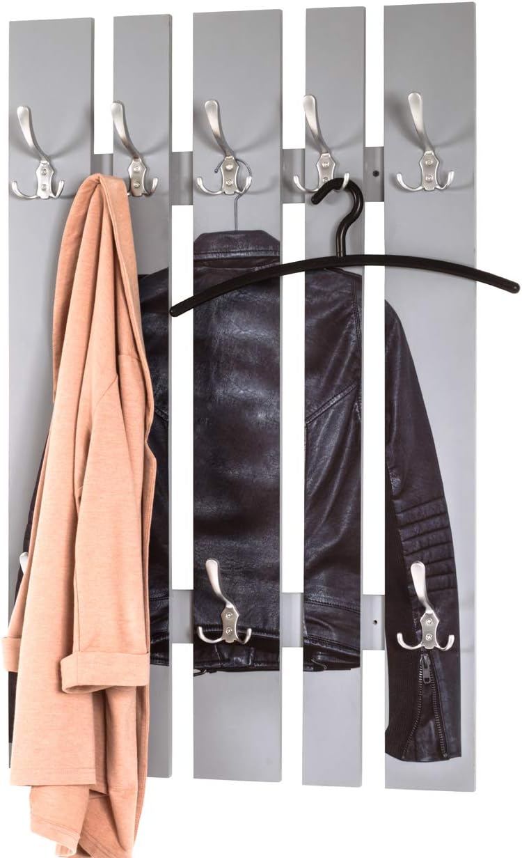HAKU Möbel Wandgarderobe, Aluminium, Motiv-edelstahloptik, B 65 x T 9 x H 100 cm 65 x 9 x 100, 65 x