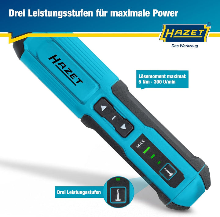 HAZET 9230B-2 Akku-Schrauber 1/4 Zoll, 4 Volt Lithium-Akku, 5 Newtonmeter max. Drehmoment, LED-Licht
