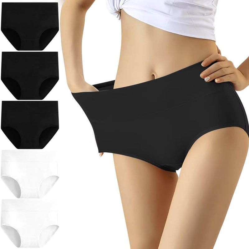 YouShow Unterhosen Damen 5er Pack Baumwolle Hohe Taille Unterwäsche Slip Stretchanteil S 3xschwarz +