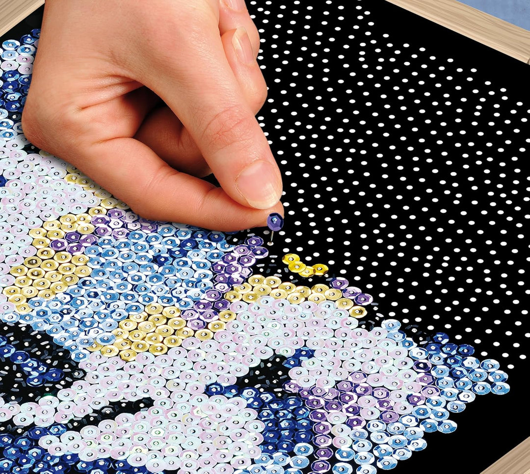 Kitfix - Sequin Art Wolf mit Holzrahmen - 27 x 36cm - Sequin Art Blue Premium - Paillettenbild - Bas