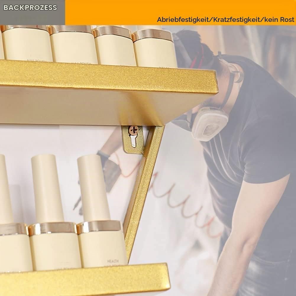 Nagellackregal Wandregal, 6 Stück Nagellack Regal Metall Dreieck, Gold Nagellackständer Aufbewahrung