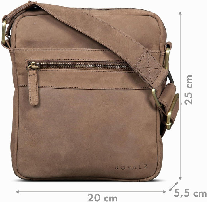 ROYALZ 'Trenton' Umhängetasche Leder Herren Klein Vintage Design Seitentasche Männer Schultertasche