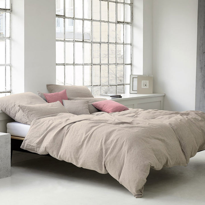 elegante Leinen Bettwäsche Breeze Sand 1 Bettbezug 155 x 200 cm + 1 Kissenbezug 80 x 80 cm, 1 Bettbe