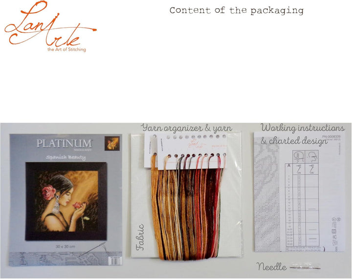 Lanarte Zählmusterpackung Spanische Frau Kreuzstichpackung, Baumwolle, Mehrfarbig, 30 x 30 x 0.3 cm