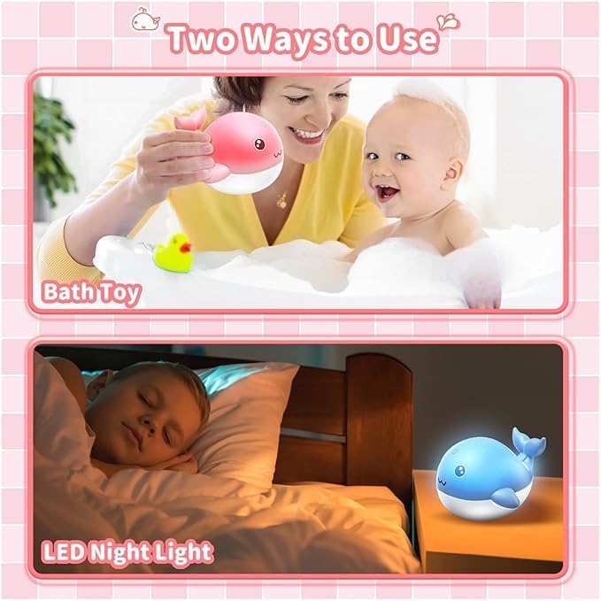 Baby Badewannenspielzeug, Wiederaufladbare Licht Up Wal Bad Spielzeug Sprinkler Badewanne Pool Wasse