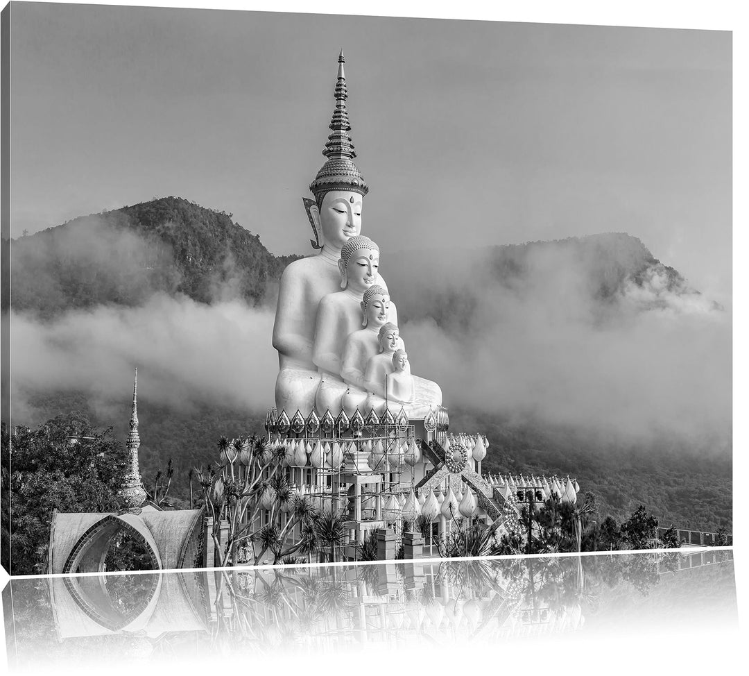 Pixxprint Buddha-Skulptur in Thailand / 100x70cm Leinwandbild bespannt auf Holzrahmen/Wandbild Kunst