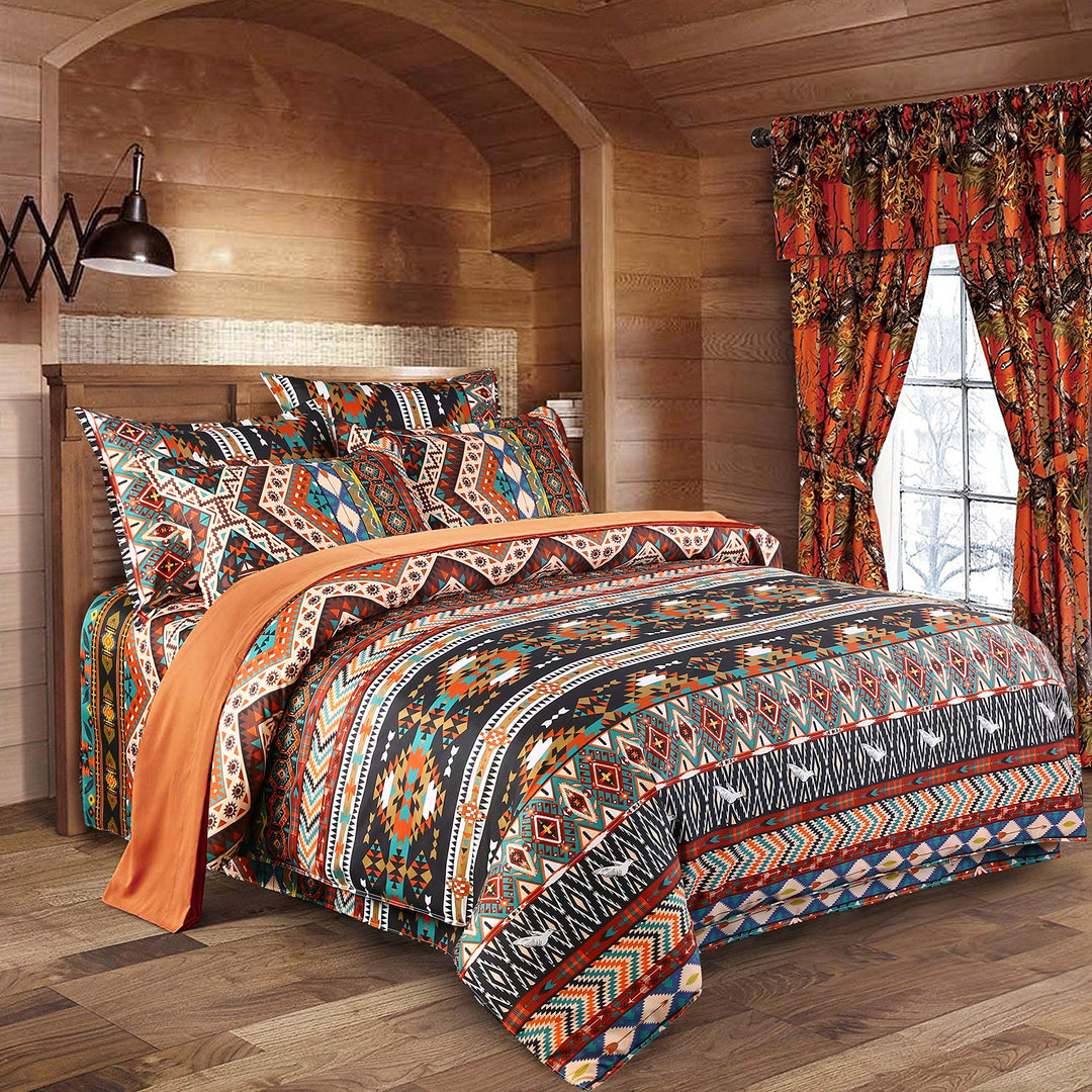 Bohemia Bettbezug 200 x 200 Ethnische Jahrgang Boho Exotisch Bettwäsche-Set 3 Stück bunte schicke fl