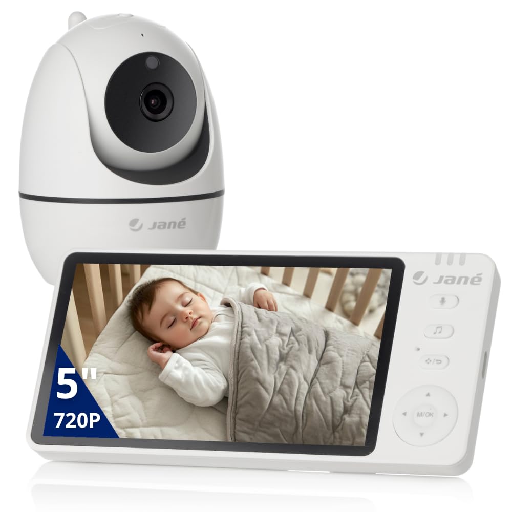 Jané Eye Pro Baby-Monitor, Babyphone mit rotierender Kamera, motorisierter Neigung, 12,7-cm-Bildschi