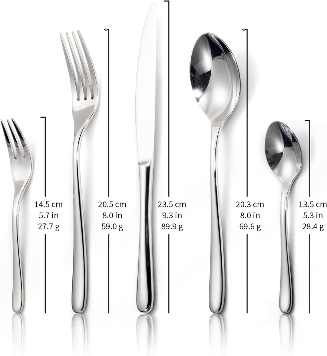 Alata Vienna 18/10 Edelstahl Poliert, Besteck Set 6 Personen, Essbesteck 30 teilig, Glänzend, Spülma