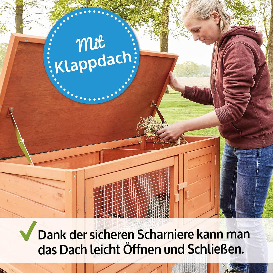 zooprinz Premium Hasenstall Mukkel – Kaninchenstall aus edlem massiven Vollholz ideal für draussen –