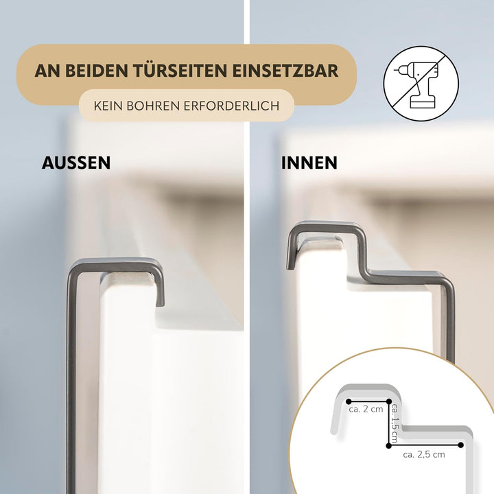 eluno Tür-Hängeregal aus Metall und Bambus, Tür-Handtuchhalter mit 3 Handtuchstangen, 4 praktischen