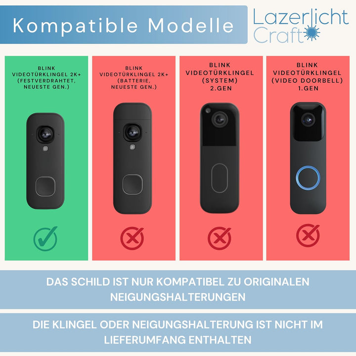 Klingelschild fürBlink Videotürklingel 2K+ (festverdrahtet, neueste Gen.) personalisiert – Acrylglas
