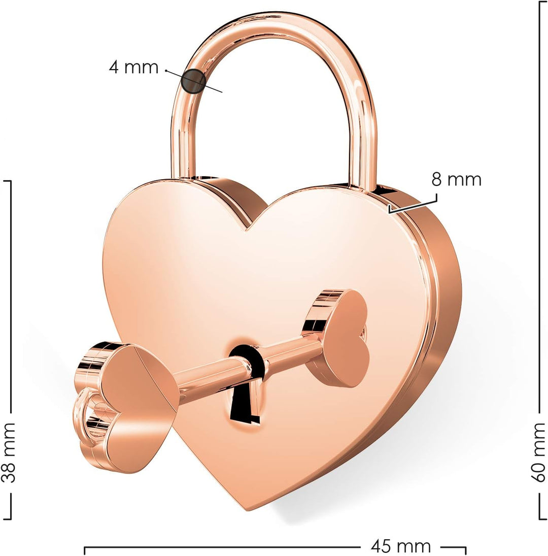 LIEBESSCHLOSS-FACTORY Herz-Schloss Rosé-Gold mit Gravur und Schlüssel, gratis Geschenkbox uvm. Jetzt
