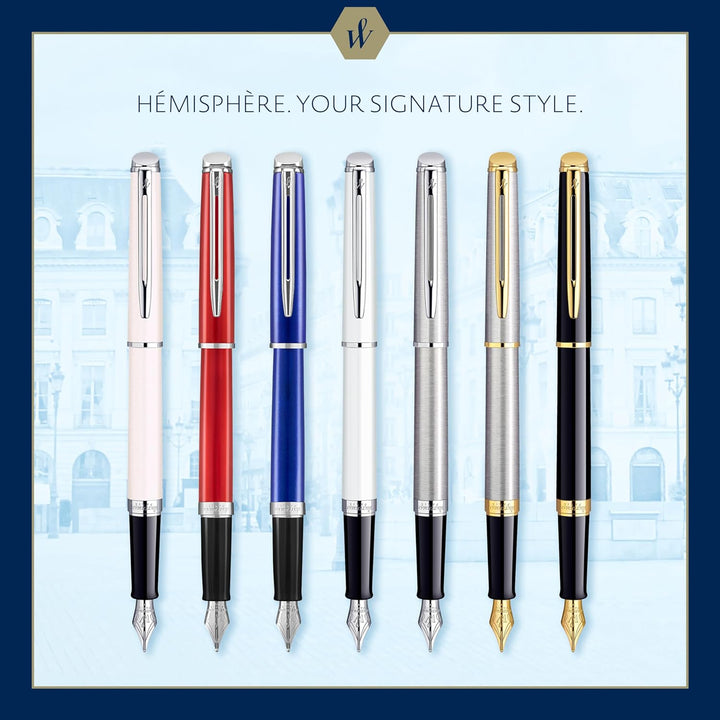 Waterman Hémisphère Füller | Edelstahl mit Zierteile aus 23 K Gold | Füllfederhalter mit feiner Fede