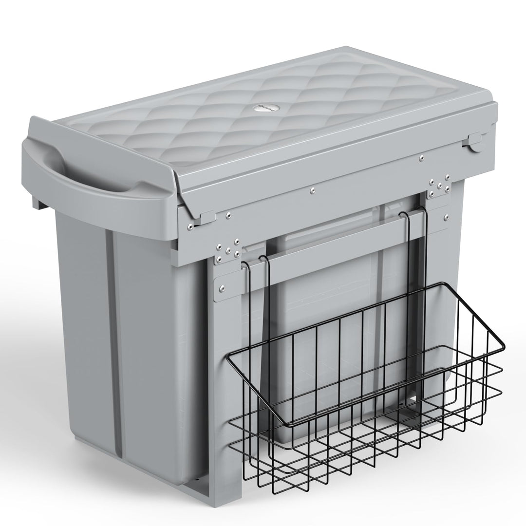 Lovewind Abfallsammler Tandem, 10L+20L, Mit seitlichem Hängekorb, Abfalleimer für Schränke ab 300 mm