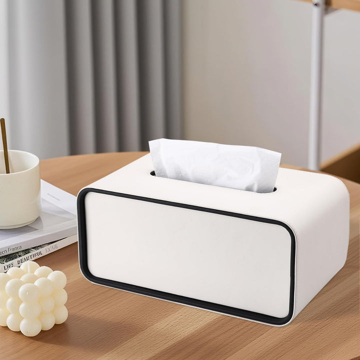 GORESE Taschentuchbox,Leder Rechteckige Kosmetiktücherbox Papiertaschentuchhalter Taschentuchspender
