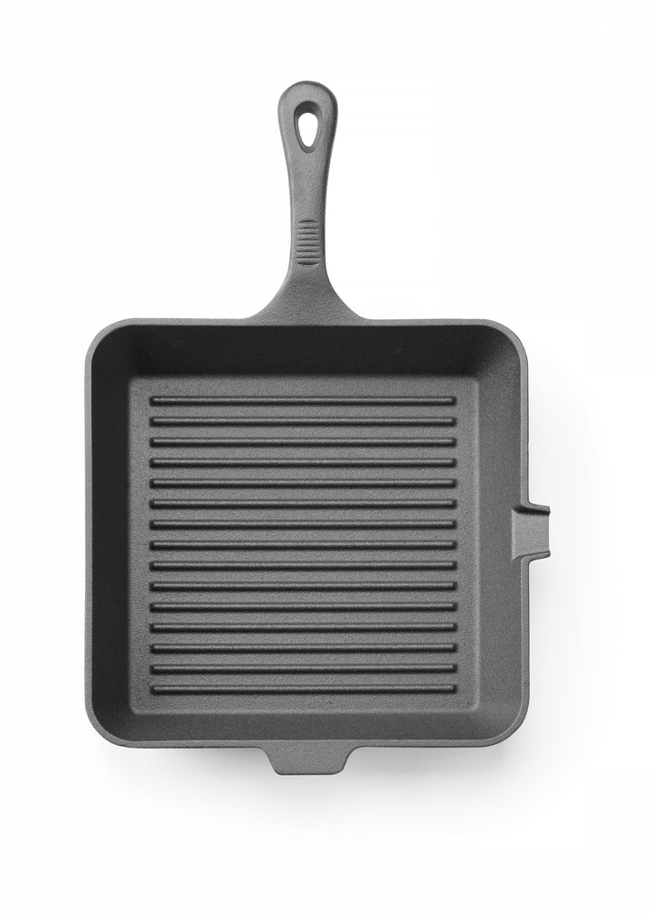 HENDI Grillpfanne, mit Ausguss, geeignet für Gasherd, Induktionsherd, Elektroherd, Ceranherd, antiha