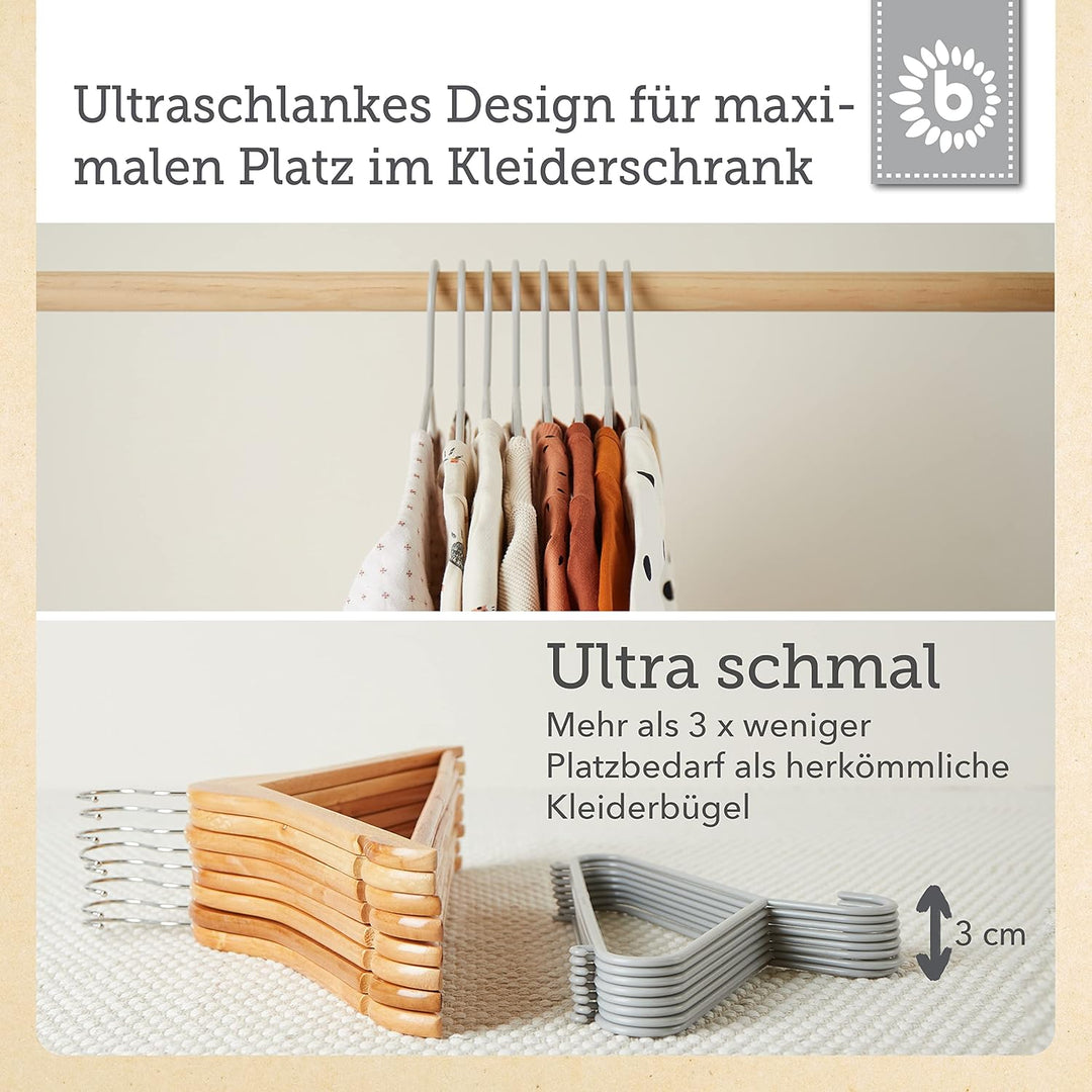 Bieco Kleiderbügel Kinder 32 St. Grau | Länge ca 30 cm | Baby Kleiderbügel | Kinder Kleiderbügel | B