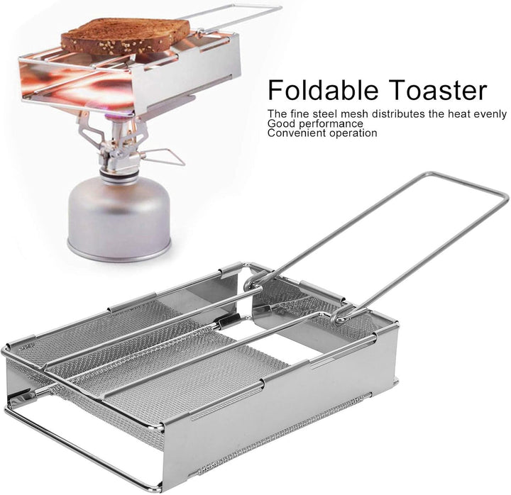 Camping Toaster Rack, 304 Edelstahl Toastständer Backblech, Tragbarer Camping Kocher Toaster für BBQ