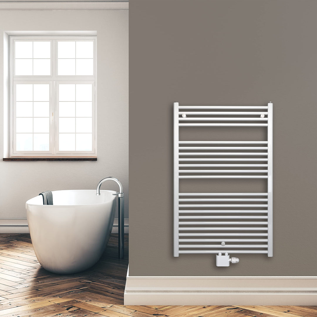 Heizkörper Badheizkörper Handtuchwärmer mit Mittelanschluss 50 mm weiss (1160 x 750 mm) (726 Watt na