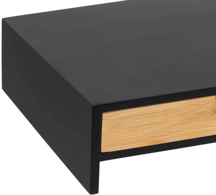 5five – Bava Monitorständer aus Bambus – Schwarz, 47 x 25 x 10 cm, mit Schublade – Organizer für Bür