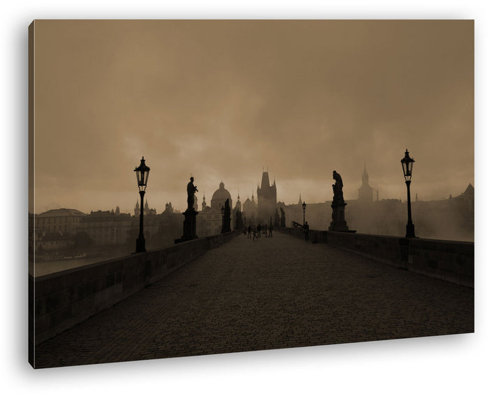 deyoli atemberaubende Brücke in Prag Format: 100x70 Effekt: Sepia als Leinwandbild, Motiv fertig ger