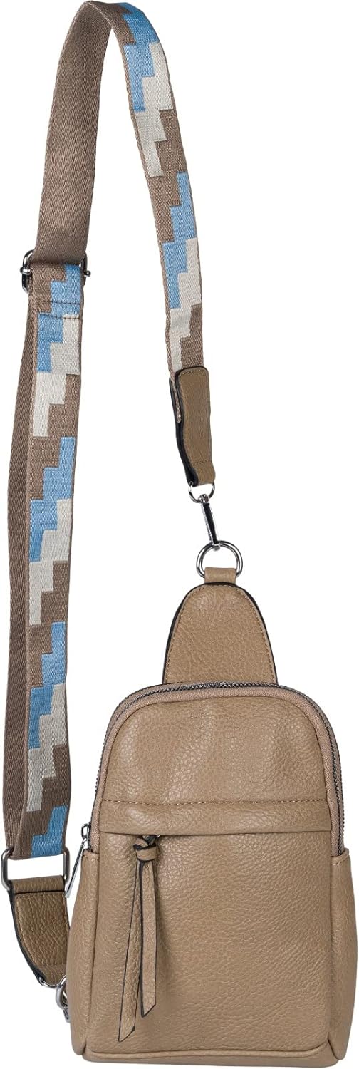 styleBREAKER Damen One Shoulder Rucksack, gemusterter Schultergurt, Einfarbige Crossbody Bag, Cityru