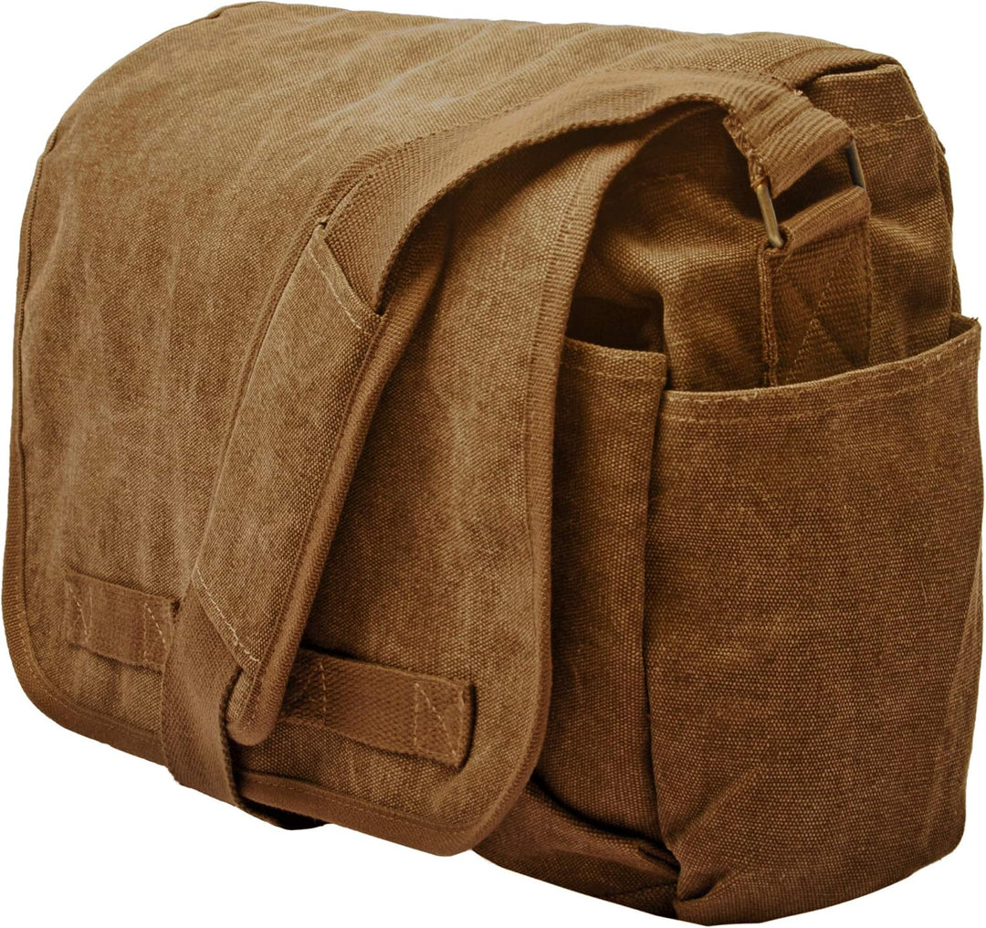 Sweetbriar Classic Vintage Messenger Bag - Original Heavyweight Cotton Canvas Shoulder Bag with Upgr