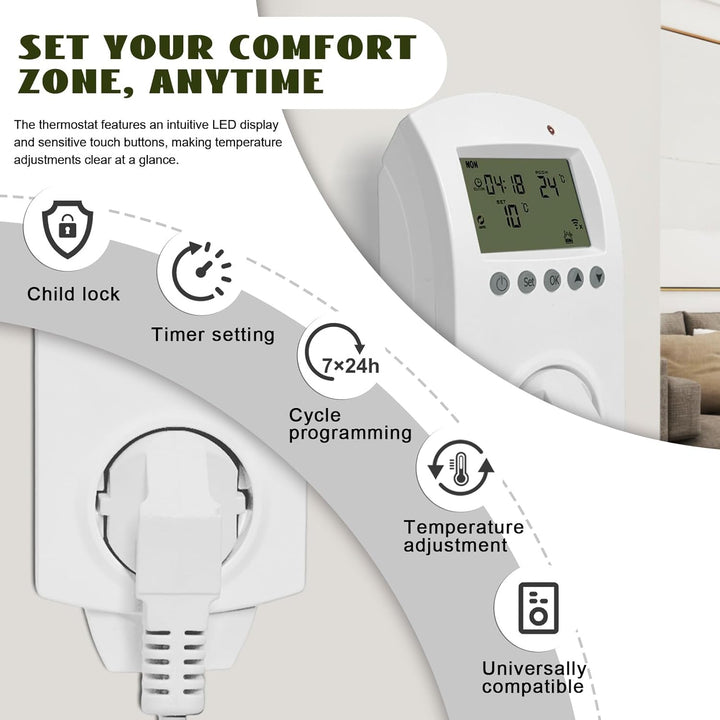 Hocosyme Infrarotheizung mit Thermostat 600 Watt, Infrarotheizung Wandmontage bis 120 Grad Celsius f