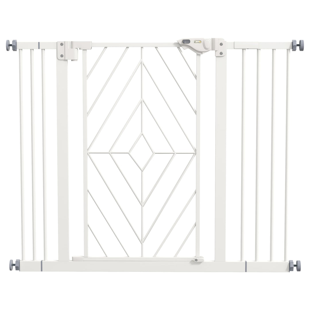 PawHut Hunde Treppenschutzgitter, Hundeabsperrgitter mit automatisch schliessender Tür, 74-100 cm, T