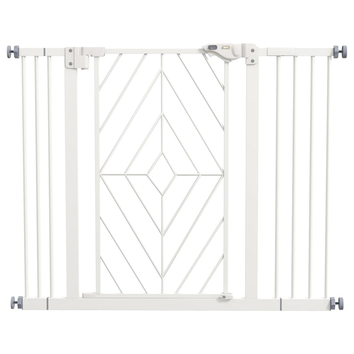 PawHut Hunde Treppenschutzgitter, Hundeabsperrgitter mit automatisch schliessender Tür, 74-100 cm, T