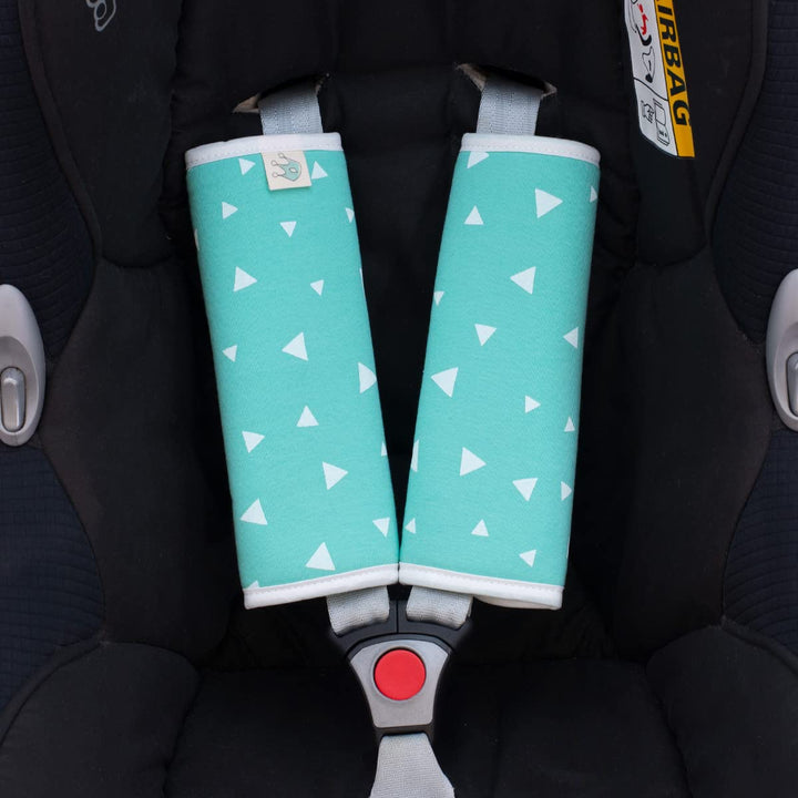 JYOKO KIDS Gurtpolster Universal für Babyschale, Buggy, Autositz (20,5 x 21, Mint Sparkles)