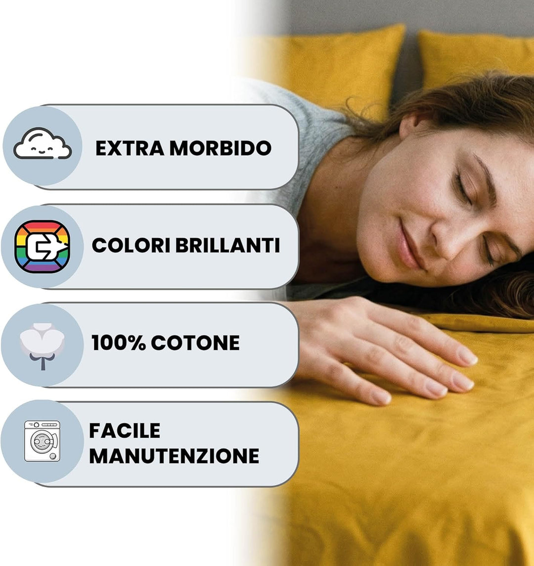 Italian Bed Linen Max Color Bettwäsche-Set, Mustard, Doppelte, Mustard