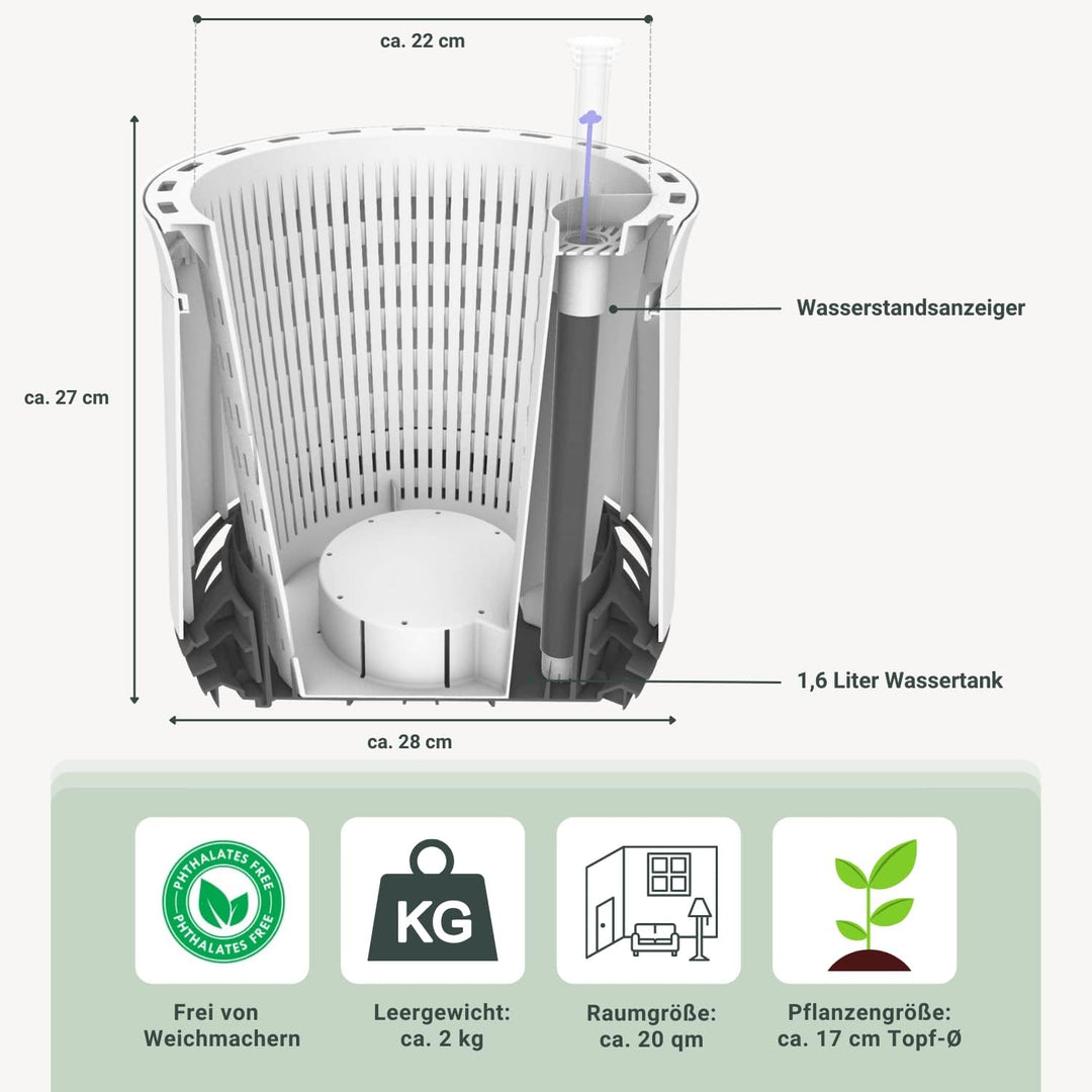 AIRY Pot M mit 6L Airy Base Substrat • Biologischer Luftreiniger filtert Schadstoffe, Allergene & Ge