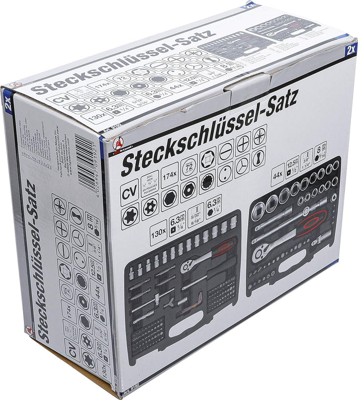 BGS Diy 9192 | Steckschlüssel-Satz | Antrieb 6,3 mm (1/4") + 12,5 mm (1/2") | Zollgrössen | 174-tlg.