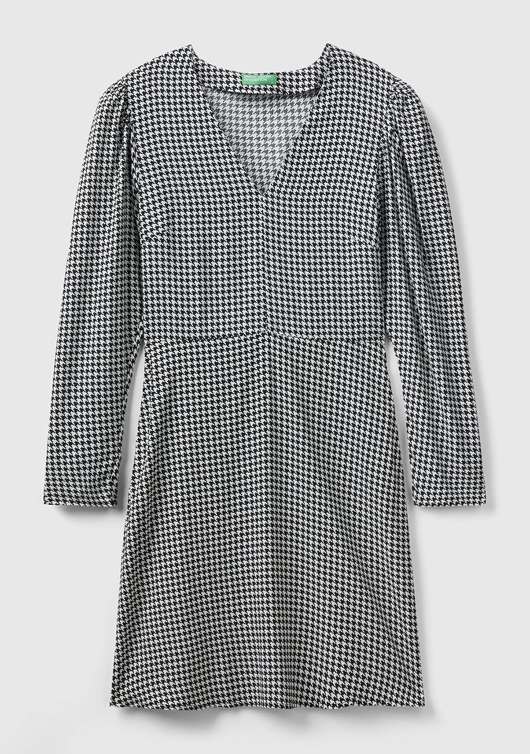 United Colors of Benetton Damen Kleid S Pied De Poule Weiss und Schwarz 63u, S Pied De Poule Weiss u